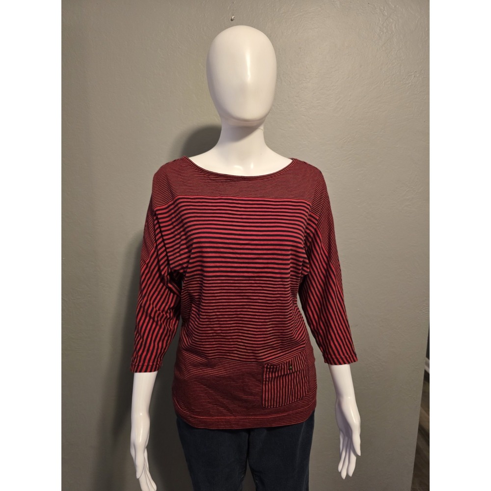 Vintage TOMMY GIRL Red & Navy Striped Shirt Y2K 2000s Classic Preppy Sz M